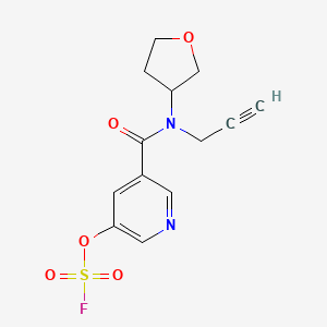 molecular formula C13H13FN2O5S B2476050 3-Fluorosulfonyloxy-5-[oxolan-3-yl(prop-2-ynyl)carbamoyl]pyridine CAS No. 2418662-46-9