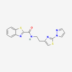 molecular formula C16H13N5OS2 B2476076 N-(2-(2-(1H-pyrazol-1-yl)thiazol-4-yl)ethyl)benzo[d]thiazole-2-carboxamide CAS No. 1428349-94-3