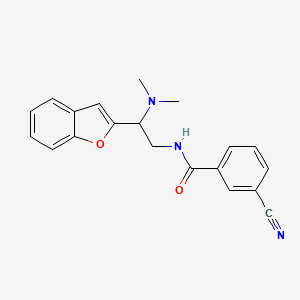 molecular formula C20H19N3O2 B2476091 N-[2-(1-benzofuran-2-yl)-2-(dimethylamino)ethyl]-3-cyanobenzamide CAS No. 2034301-16-9