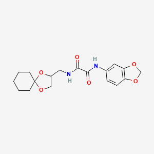 molecular formula C18H22N2O6 B2476098 N'-(2H-1,3-benzodioxol-5-yl)-N-({1,4-dioxaspiro[4.5]decan-2-yl}methyl)ethanediamide CAS No. 900006-86-2