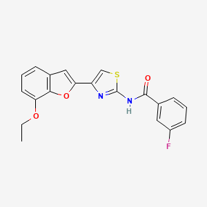 molecular formula C20H15FN2O3S B2476100 N-[4-(7-ethoxy-1-benzofuran-2-yl)-1,3-thiazol-2-yl]-3-fluorobenzamide CAS No. 921569-39-3