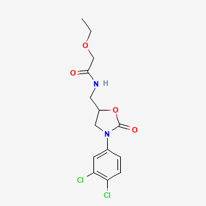 molecular formula C14H16Cl2N2O4 B2476108 N-((3-(3,4-dichlorophenyl)-2-oxooxazolidin-5-yl)methyl)-2-ethoxyacetamide CAS No. 954718-47-9