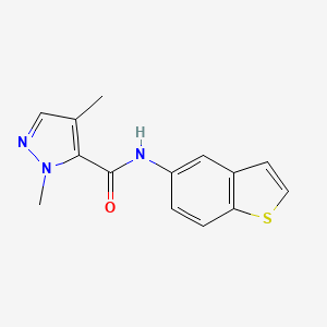 molecular formula C14H13N3OS B2476114 N-(1-benzothiophen-5-yl)-1,4-dimethyl-1H-pyrazole-5-carboxamide CAS No. 1207039-41-5