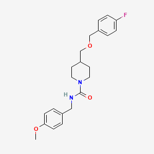molecular formula C22H27FN2O3 B2476146 4-(((4-fluorobenzyl)oxy)methyl)-N-(4-methoxybenzyl)piperidine-1-carboxamide CAS No. 1396768-19-6
