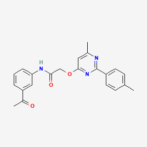 molecular formula C22H21N3O3 B2476213 N-(3-acetylphenyl)-2-{[6-methyl-2-(4-methylphenyl)pyrimidin-4-yl]oxy}acetamide CAS No. 1251551-04-8