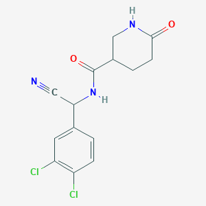molecular formula C14H13Cl2N3O2 B2476294 N-[Cyano-(3,4-dichlorophenyl)methyl]-6-oxopiperidine-3-carboxamide CAS No. 2224212-61-5