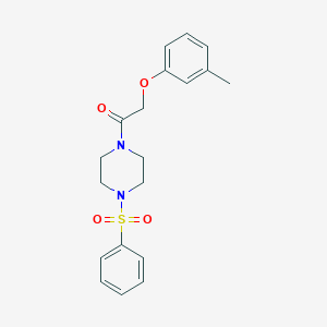 molecular formula C19H22N2O4S B247632 1-[4-(Benzenesulfonyl)piperazin-1-yl]-2-(3-methylphenoxy)ethanone 