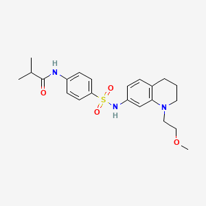 molecular formula C22H29N3O4S B2476340 N-(4-(N-(1-(2-methoxyethyl)-1,2,3,4-tetrahydroquinolin-7-yl)sulfamoyl)phenyl)isobutyramide CAS No. 1172919-06-0