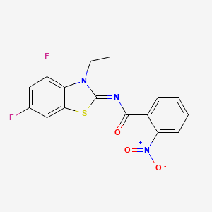 molecular formula C16H11F2N3O3S B2476347 N-[(2Z)-3-ethyl-4,6-difluoro-2,3-dihydro-1,3-benzothiazol-2-ylidene]-2-nitrobenzamide CAS No. 868375-55-7