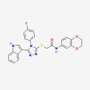 molecular formula C26H20FN5O3S B2476373 N-(2,3-dihydro-1,4-benzodioxin-6-yl)-2-{[4-(4-fluorophenyl)-5-(1H-indol-3-yl)-4H-1,2,4-triazol-3-yl]sulfanyl}acetamide CAS No. 852167-65-8