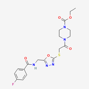 B2476389 Ethyl 4-(2-((5-((4-fluorobenzamido)methyl)-1,3,4-oxadiazol-2-yl)thio)acetyl)piperazine-1-carboxylate CAS No. 903312-67-4