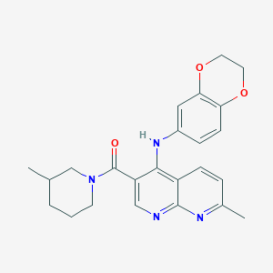 molecular formula C24H26N4O3 B2476401 N-(2,3-dihydro-1,4-benzodioxin-6-yl)-7-methyl-3-(3-methylpiperidine-1-carbonyl)-1,8-naphthyridin-4-amine CAS No. 1251610-74-8