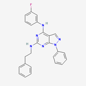 molecular formula C25H21FN6 B2476403 N4-(3-fluorophenyl)-1-phenyl-N6-(2-phenylethyl)-1H-pyrazolo[3,4-d]pyrimidine-4,6-diamine CAS No. 955304-22-0