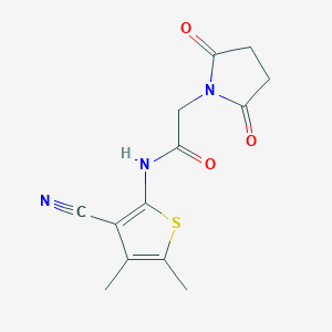 molecular formula C13H13N3O3S B2476429 N-(3-cyano-4,5-dimethylthiophen-2-yl)-2-(2,5-dioxopyrrolidin-1-yl)acetamide CAS No. 896304-32-8