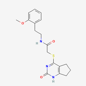 molecular formula C18H21N3O3S B2476434 N-[2-(2-methoxyphenyl)ethyl]-2-({2-oxo-1H,2H,5H,6H,7H-cyclopenta[d]pyrimidin-4-yl}sulfanyl)acetamide CAS No. 898450-06-1