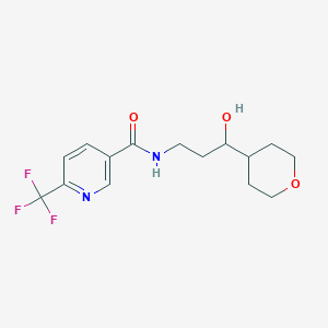 molecular formula C15H19F3N2O3 B2476436 N-[3-hydroxy-3-(oxan-4-yl)propyl]-6-(trifluoromethyl)pyridine-3-carboxamide CAS No. 2034538-93-5
