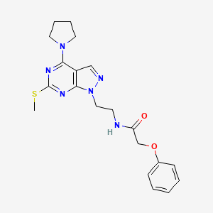 molecular formula C20H24N6O2S B2476442 N-(2-(6-(methylthio)-4-(pyrrolidin-1-yl)-1H-pyrazolo[3,4-d]pyrimidin-1-yl)ethyl)-2-phenoxyacetamide CAS No. 941985-87-1