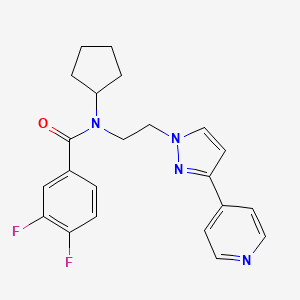 molecular formula C22H22F2N4O B2476445 N-cyclopentyl-3,4-difluoro-N-(2-(3-(pyridin-4-yl)-1H-pyrazol-1-yl)ethyl)benzamide CAS No. 2034294-95-4