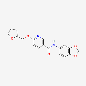 molecular formula C18H18N2O5 B2476452 N-(2H-1,3-benzodioxol-5-yl)-6-[(oxolan-2-yl)methoxy]pyridine-3-carboxamide CAS No. 2034388-38-8