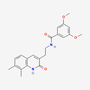 molecular formula C22H24N2O4 B2476464 N-[2-(7,8-dimethyl-2-oxo-1,2-dihydroquinolin-3-yl)ethyl]-3,5-dimethoxybenzamide CAS No. 851407-44-8