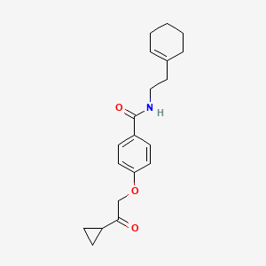 molecular formula C20H25NO3 B2476466 N-(2-(cyclohex-1-en-1-yl)ethyl)-4-(2-cyclopropyl-2-oxoethoxy)benzamide CAS No. 1226437-49-5