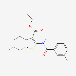molecular formula C20H23NO3S B2476468 Ethyl 6-methyl-2-(3-methylbenzamido)-4,5,6,7-tetrahydrobenzo[b]thiophene-3-carboxylate CAS No. 312948-93-9