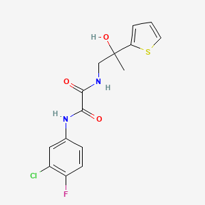 molecular formula C15H14ClFN2O3S B2476471 N'-(3-chloro-4-fluorophenyl)-N-[2-hydroxy-2-(thiophen-2-yl)propyl]ethanediamide CAS No. 1351642-27-7