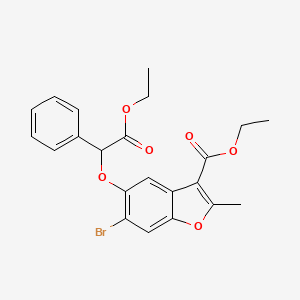 molecular formula C22H21BrO6 B2476476 Ethyl 6-bromo-5-(2-ethoxy-2-oxo-1-phenylethoxy)-2-methyl-1-benzofuran-3-carboxylate CAS No. 385418-50-8