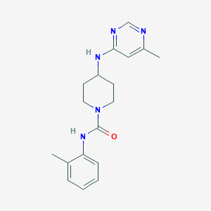 molecular formula C18H23N5O B2476511 N-(2-Methylphenyl)-4-[(6-methylpyrimidin-4-yl)amino]piperidine-1-carboxamide CAS No. 2415518-29-3