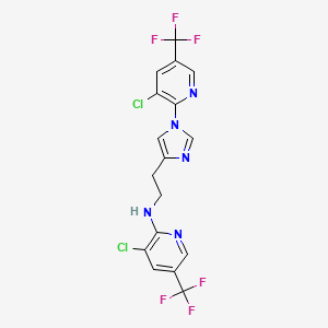 molecular formula C17H11Cl2F6N5 B2476516 3-chloro-N-(2-{1-[3-chloro-5-(trifluoromethyl)pyridin-2-yl]-1H-imidazol-4-yl}ethyl)-5-(trifluoromethyl)pyridin-2-amine CAS No. 1354448-70-6