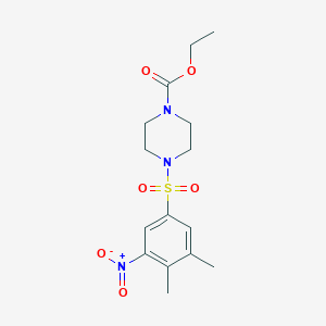 molecular formula C15H21N3O6S B2476563 ETHYL 4-(3,4-DIMETHYL-5-NITROBENZENESULFONYL)PIPERAZINE-1-CARBOXYLATE CAS No. 873671-16-0