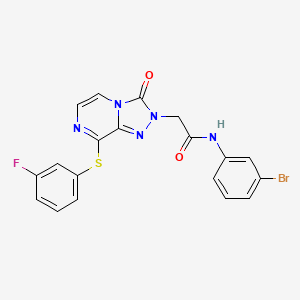molecular formula C19H13BrFN5O2S B2476601 N-(3-bromophenyl)-2-{8-[(3-fluorophenyl)sulfanyl]-3-oxo-2H,3H-[1,2,4]triazolo[4,3-a]pyrazin-2-yl}acetamide CAS No. 1251575-72-0