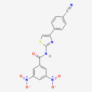 molecular formula C17H9N5O5S B2476636 N-[4-(4-cyanophenyl)-1,3-thiazol-2-yl]-3,5-dinitrobenzamide CAS No. 475043-64-2