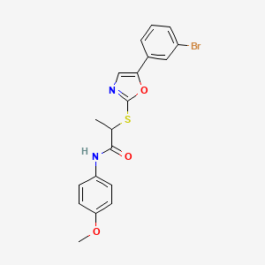 2-((5-(3-bromophenyl)oxazol-2-yl)thio)-N-(4-methoxyphenyl)propanamide