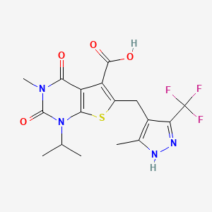 1-isopropyl-3-methyl-6-((5-methyl-3-(trifluoromethyl)-1H-pyrazol-4-yl)methyl)-2,4-dioxo-1,2,3,4-tetrahydrothieno[2,3-d]pyrimidine-5-carboxylic acid