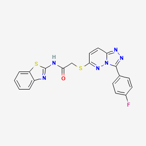 molecular formula C20H13FN6OS2 B2476643 N-(benzo[d]thiazol-2-yl)-2-((3-(4-fluorophenyl)-[1,2,4]triazolo[4,3-b]pyridazin-6-yl)thio)acetamide 