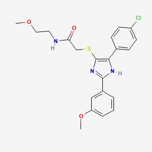 2-((5-(4-chlorophenyl)-2-(3-methoxyphenyl)-1H-imidazol-4-yl)thio)-N-(2-methoxyethyl)acetamide
