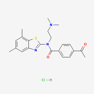4-acetyl-N-(2-(dimethylamino)ethyl)-N-(5,7-dimethylbenzo[d]thiazol-2-yl)benzamide hydrochloride