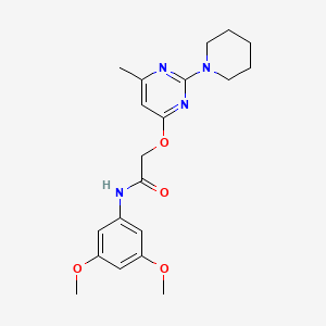 molecular formula C20H26N4O4 B2476672 N-(3,5-dimethoxyphenyl)-2-{[6-methyl-2-(piperidin-1-yl)pyrimidin-4-yl]oxy}acetamide CAS No. 1029748-20-6