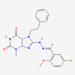 8-[(E)-2-[(5-bromo-2-methoxyphenyl)methylidene]hydrazin-1-yl]-3-methyl-7-(2-phenylethyl)-2,3,6,7-tetrahydro-1H-purine-2,6-dione