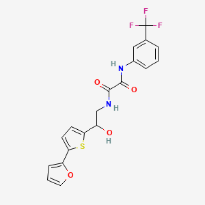 molecular formula C19H15F3N2O4S B2476680 N-{2-[5-(furan-2-yl)thiophen-2-yl]-2-hydroxyethyl}-N'-[3-(trifluoromethyl)phenyl]ethanediamide CAS No. 2320889-69-6