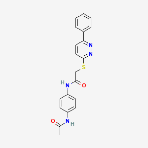molecular formula C20H18N4O2S B2476682 N-(4-acetamidophenyl)-2-((6-phenylpyridazin-3-yl)thio)acetamide CAS No. 872630-34-7