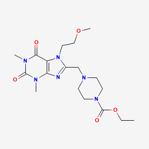molecular formula C18H28N6O5 B2476712 ethyl 4-{[7-(2-methoxyethyl)-1,3-dimethyl-2,6-dioxo-2,3,6,7-tetrahydro-1H-purin-8-yl]methyl}piperazine-1-carboxylate CAS No. 851941-14-5