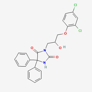 molecular formula C24H20Cl2N2O4 B2476713 3-[3-(2,4-Dichlorophenoxy)-2-hydroxypropyl]-5,5-diphenylimidazolidine-2,4-dione CAS No. 1387190-13-7