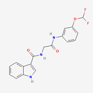 molecular formula C18H15F2N3O3 B2476726 N-[3-(difluoromethoxy)phenyl]-2-[(1H-indol-3-yl)formamido]acetamide CAS No. 1251576-49-4