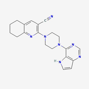 molecular formula C20H21N7 B2476728 2-[4-(5H-Pyrrolo[3,2-d]pyrimidin-4-yl)piperazin-1-yl]-5,6,7,8-tetrahydroquinoline-3-carbonitrile CAS No. 2380088-00-4