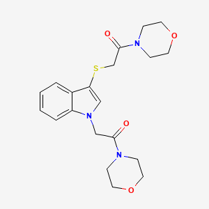 molecular formula C20H25N3O4S B2476734 1-morpholino-2-((1-(2-morpholino-2-oxoethyl)-1H-indol-3-yl)thio)ethanone CAS No. 878054-19-4