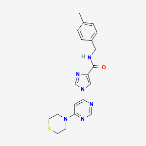 molecular formula C20H22N6OS B2476736 N~4~-(4-methylbenzyl)-1-[6-(1,4-thiazinan-4-yl)-4-pyrimidinyl]-1H-imidazole-4-carboxamide CAS No. 1251560-80-1