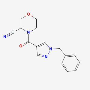 molecular formula C16H16N4O2 B2476739 4-(1-benzyl-1H-pyrazole-4-carbonyl)morpholine-3-carbonitrile CAS No. 1394699-56-9
