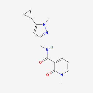 molecular formula C15H18N4O2 B2476743 N-((5-cyclopropyl-1-methyl-1H-pyrazol-3-yl)methyl)-1-methyl-2-oxo-1,2-dihydropyridine-3-carboxamide CAS No. 1448123-19-0